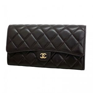 Chanel Matelasse Long Wallet Dark Brown Lambskin with Champagne Gold Hardware Pr